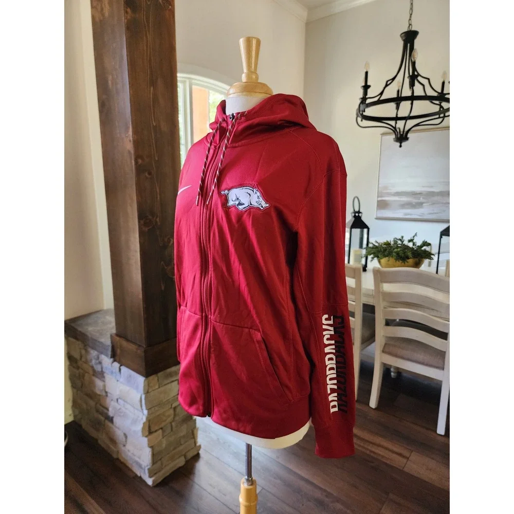 Nike Arkansas Razorbacks Therma-FIT Full Zip Hoodie Mens Small‎ Red
